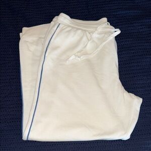 NWT - American Eagle White Jogger Pants with Blue Stripe